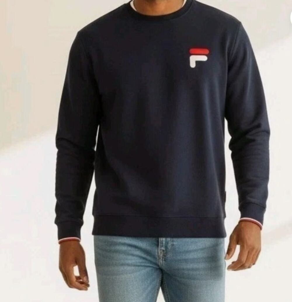 Vintage Fila Sweatshirt Crewneck Size XL Dark Navy Blue Embroidered Logo Casual